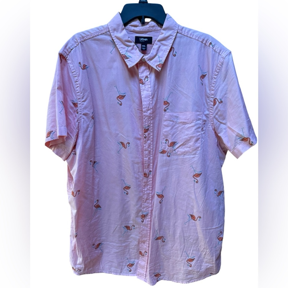 Urban Pipeline 100% Cotton Flamingo Print Button‎ Down Shirt